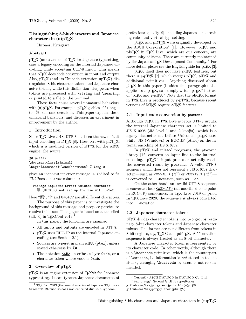 Distinguishing 8-Bit Characters and Japanese Professional Quality [9], Including Japanese Line Break- Characters in (U)Ptex Ing Rules and Vertical Typesetting