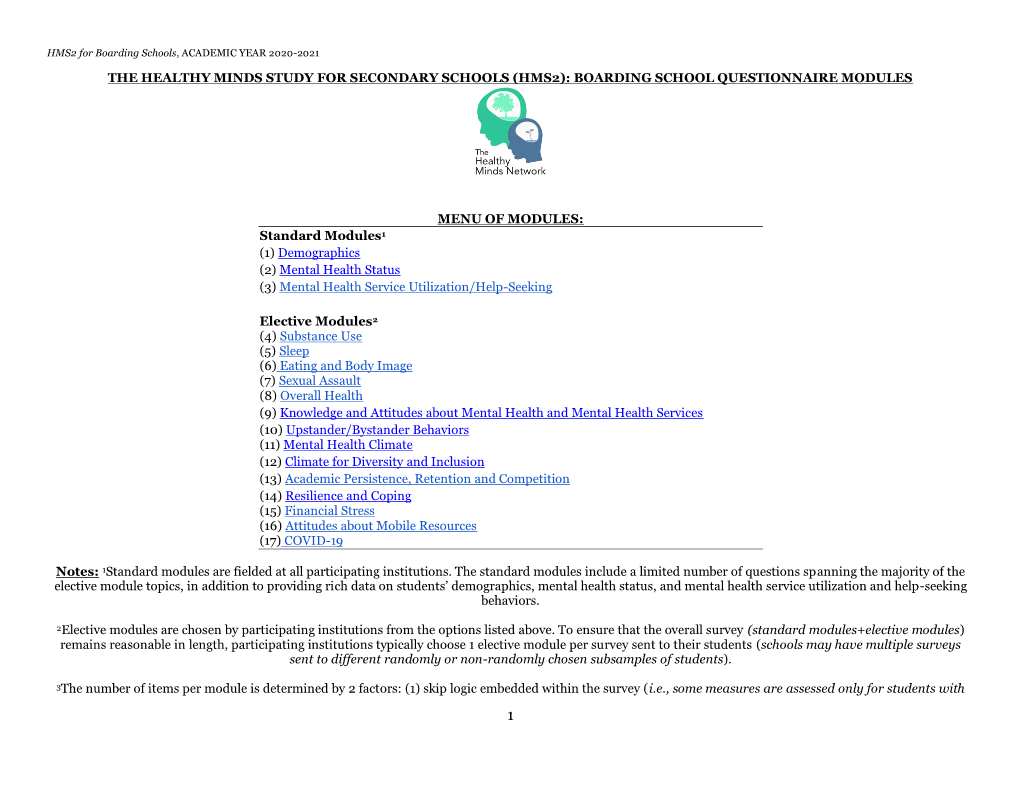 2020-2021 HMS2 Boarding School Questionnaire