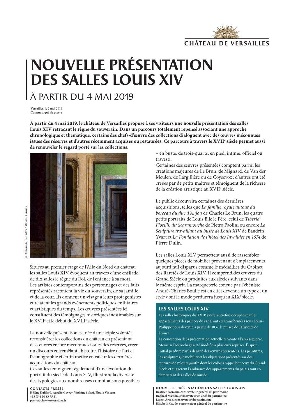 Nouvelle Présentation Des Salles Louis Xiv