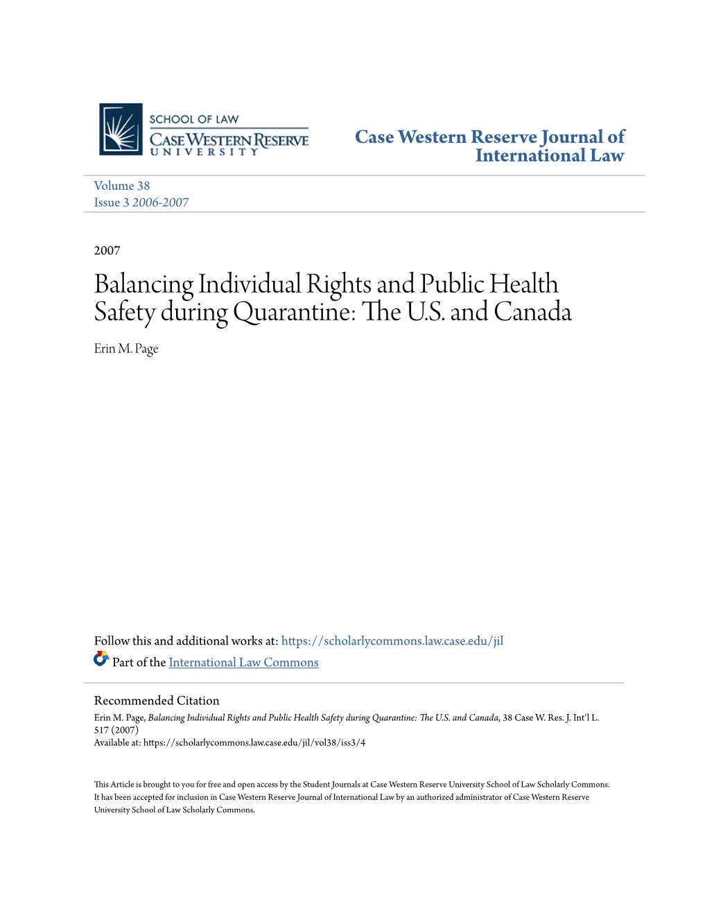 Balancing Individual Rights and Public Health Safety During Quarantine: the .SU