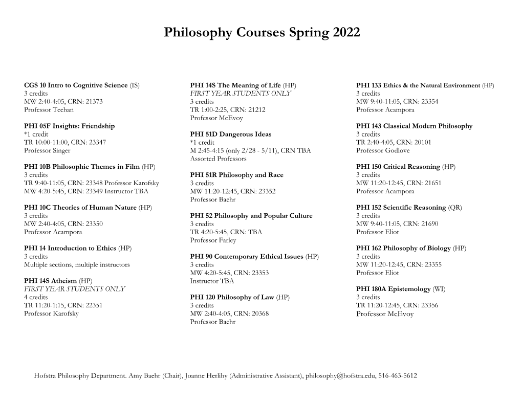 Department of Philosophy, Hofstra University