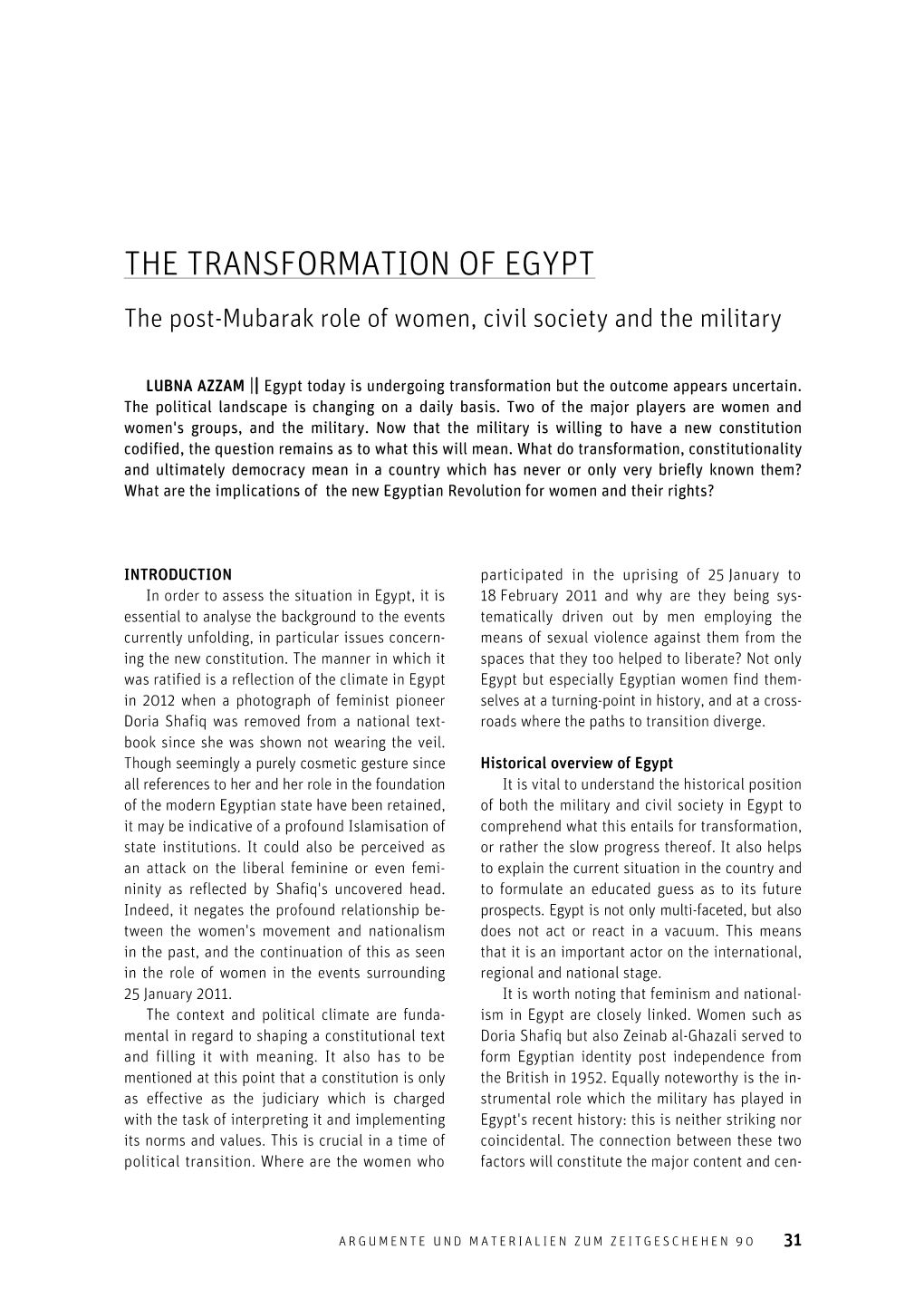 The Transformation of Egypt