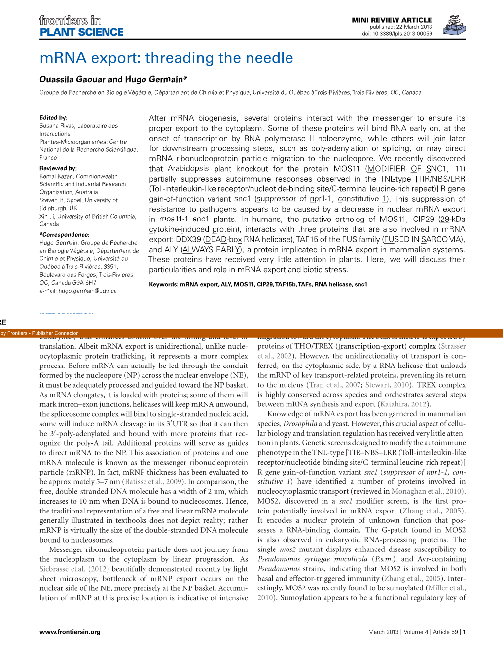 Mrna Export: Threading the Needle