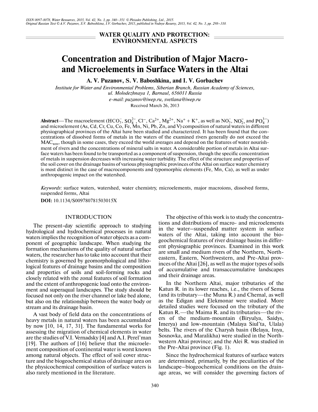 Concentration and Distribution of Major Macro and Microelements In