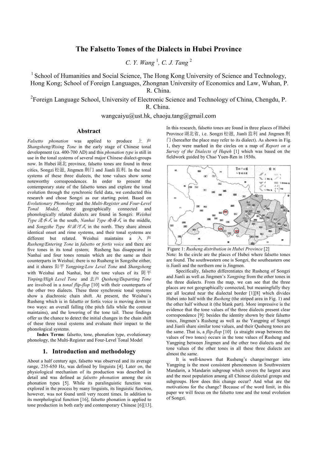 The Falsetto Tones of the Dialects in Hubei Province