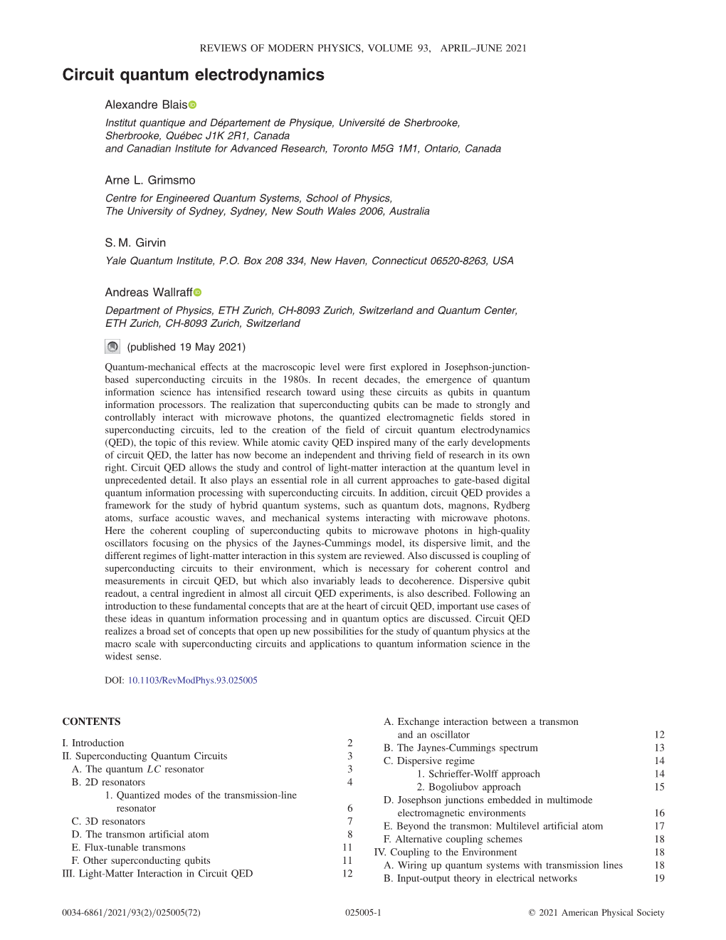 Circuit Quantum Electrodynamics