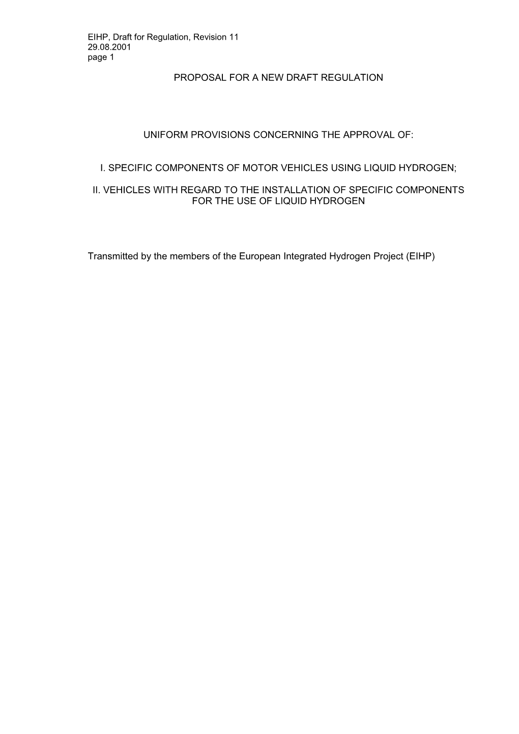 EIHP, Draft for Regulation, Revision 11