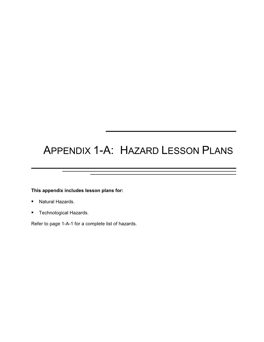 Appendix 1-A: Hazard Lesson Plans