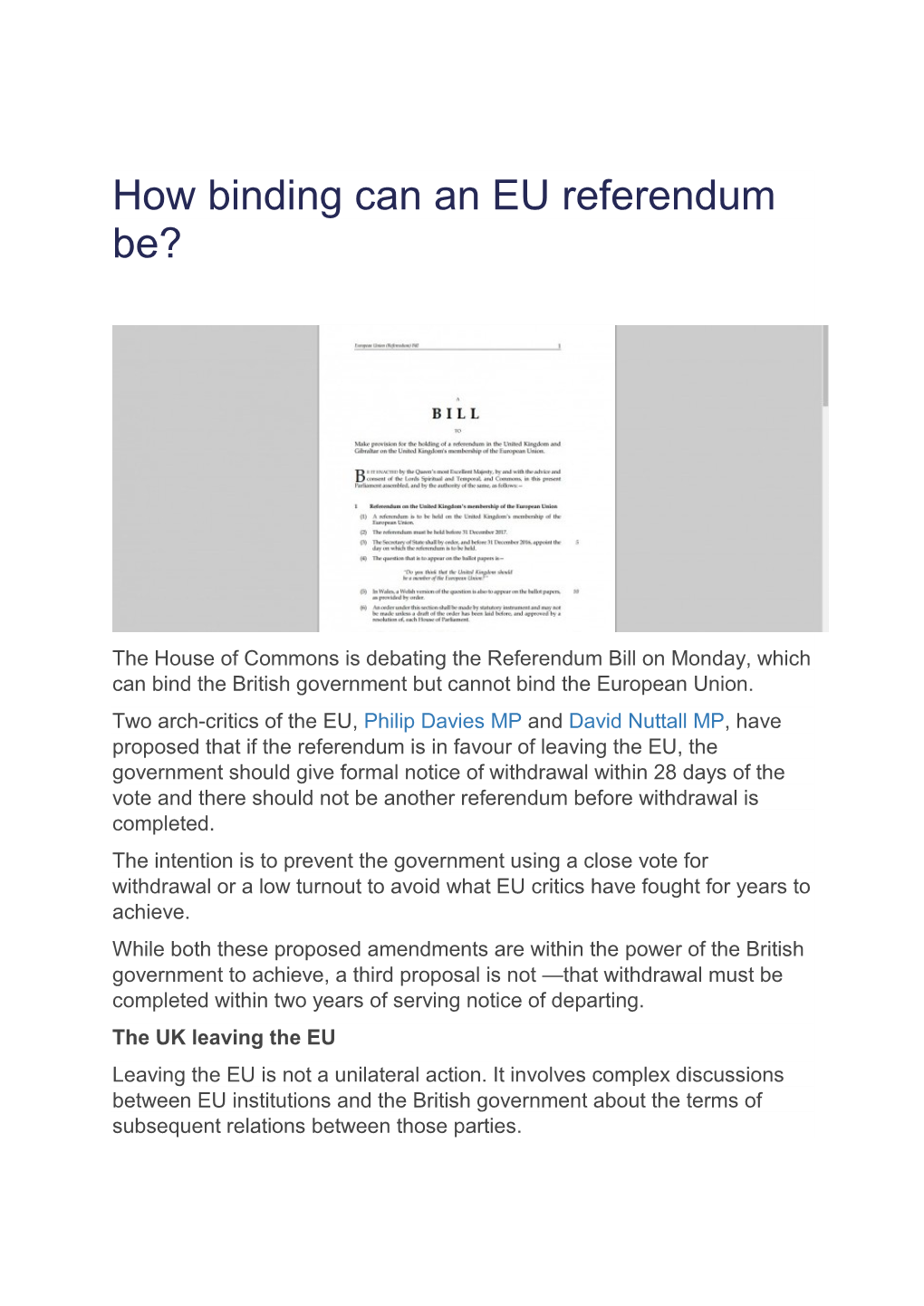 How Binding Can an EU Referendum Be?