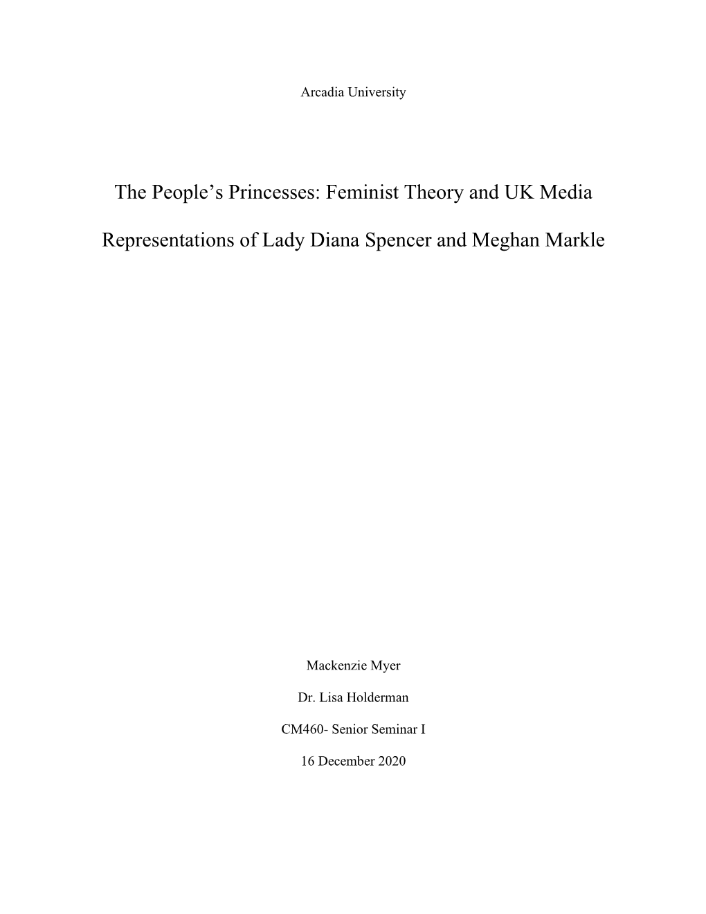 Feminist Theory and UK Media Representations of Lady Diana