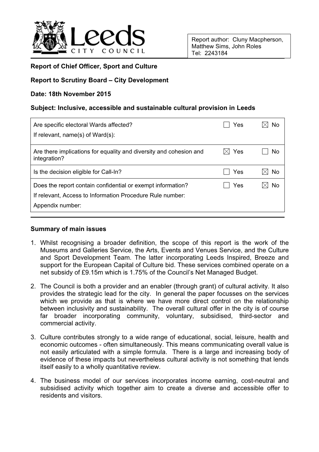 Writing Reports to Committees Or to Support a Delegated Decision