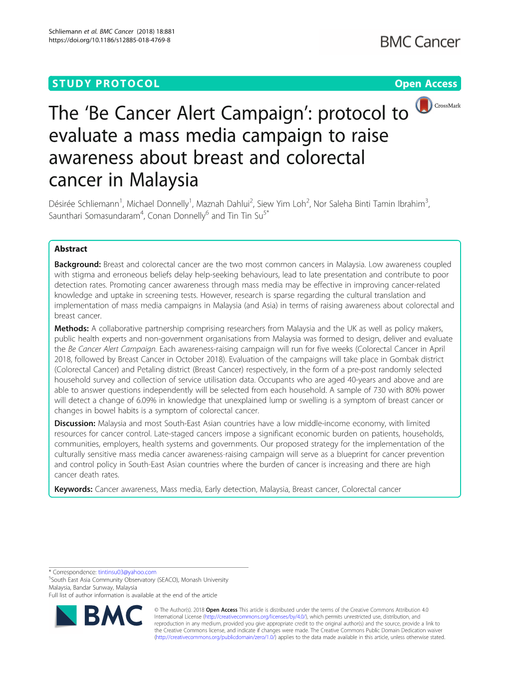 Be Cancer Alert Campaign