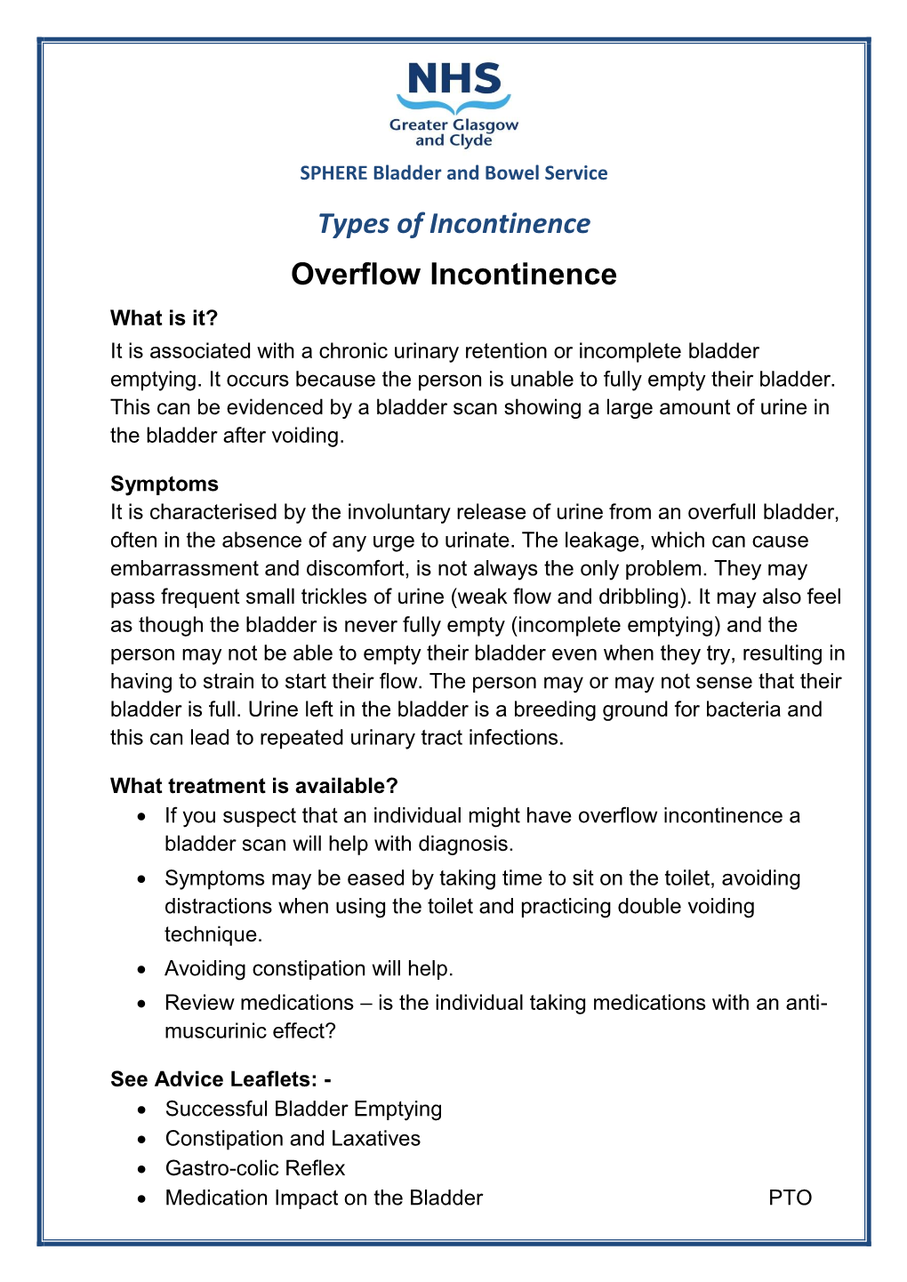 Overflow Urinary Incontinence