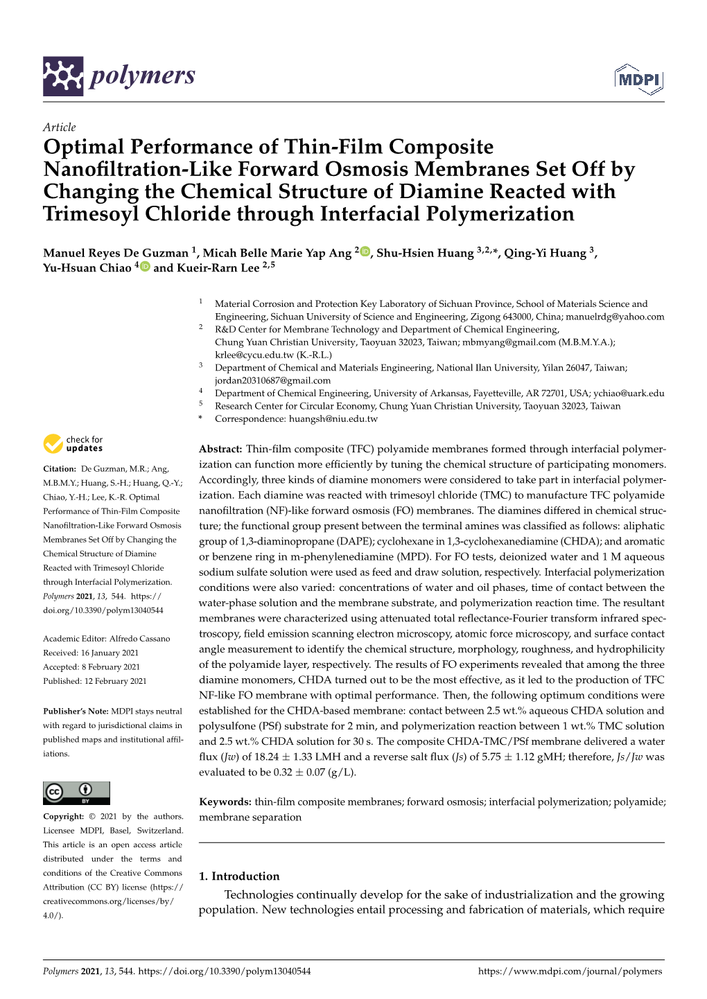 Optimal Performance of Thin-Film Composite Nanofiltration-Like