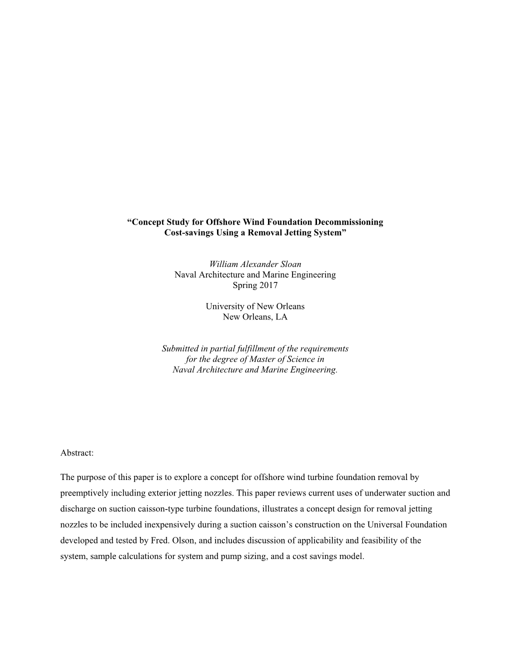 “Concept Study for Offshore Wind Foundation Decommissioning Cost-Savings Using a Removal Jetting System”
