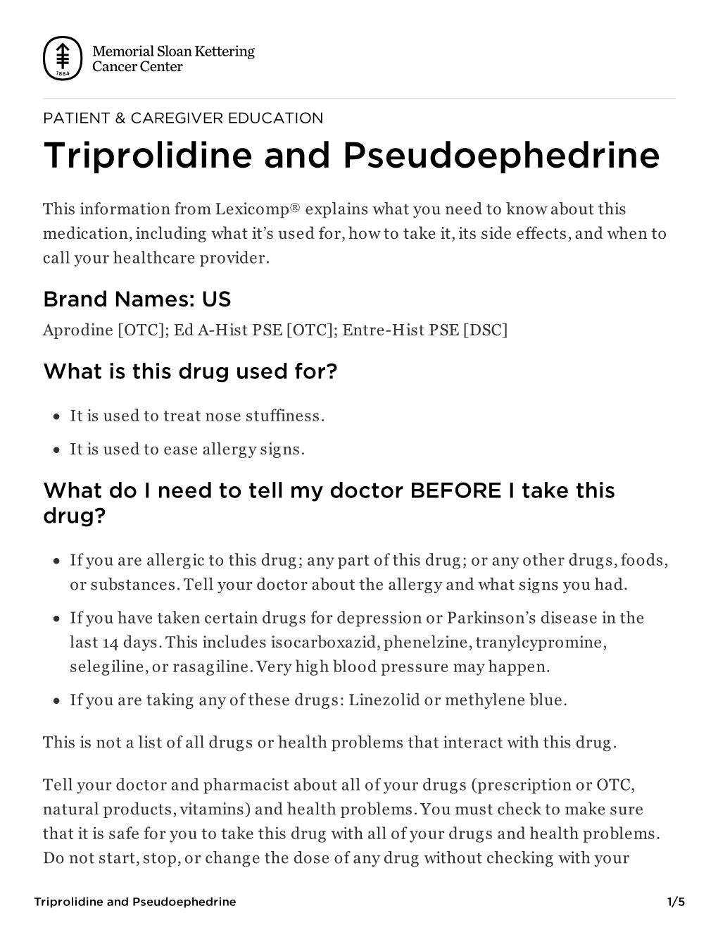 Triprolidine and Pseudoephedrine