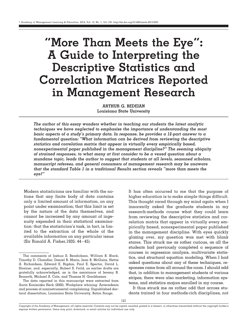 Than Meets the Eye”: a Guide to Interpreting the Descriptive Statistics and Correlation Matrices Reported in Management Research