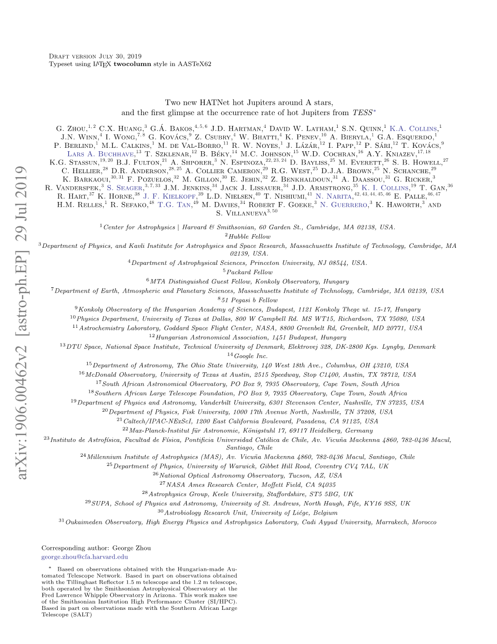 Arxiv:1906.00462V2 [Astro-Ph.EP] 29 Jul 2019