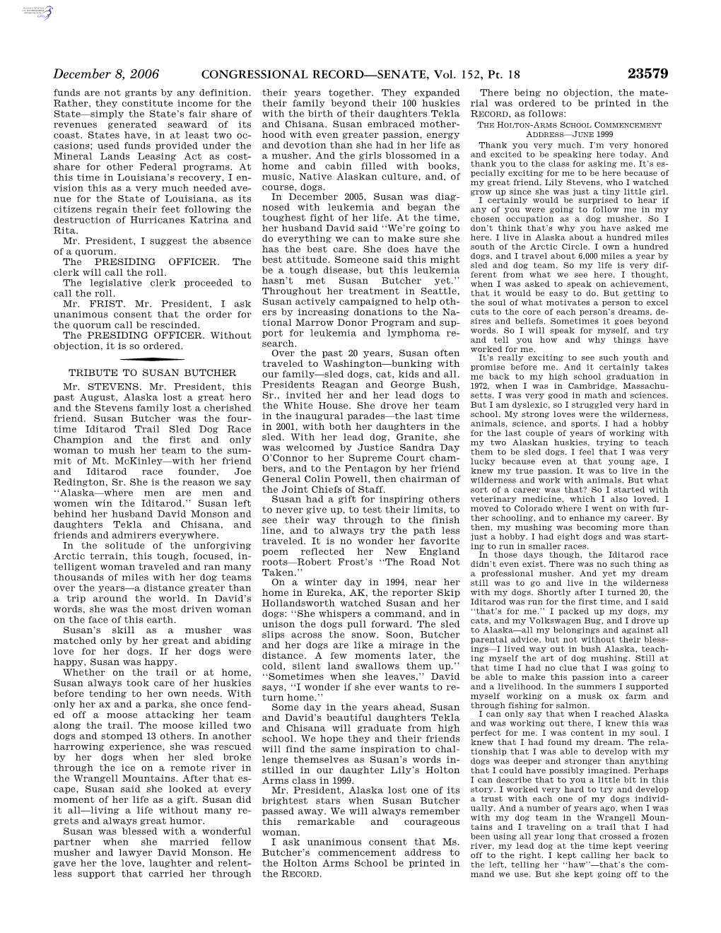 CONGRESSIONAL RECORD—SENATE, Vol. 152, Pt. 18 December 8, 2006 Right