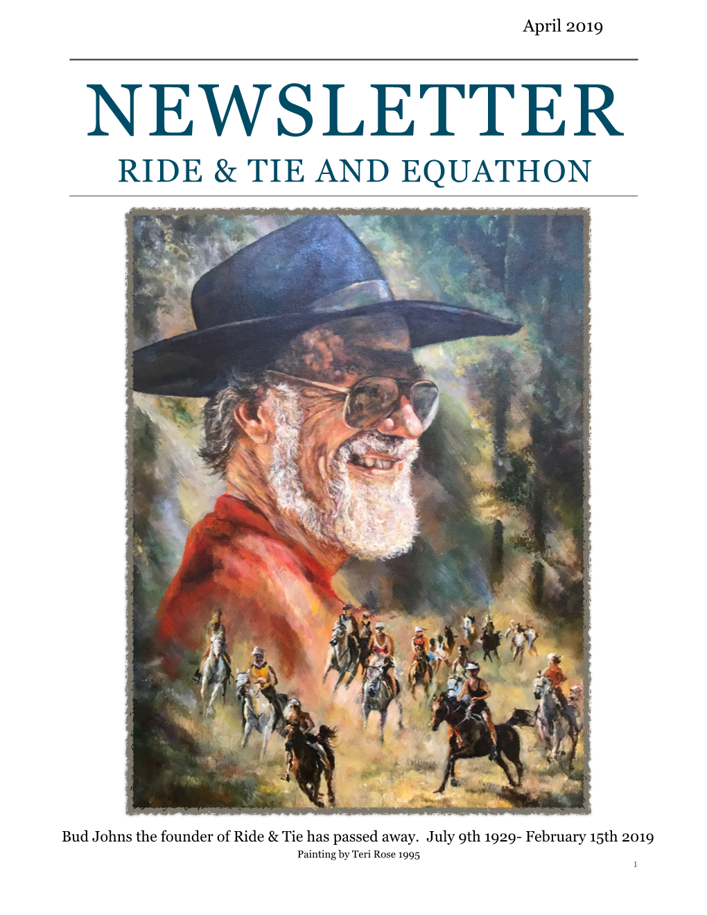 April 2019 NEWSLETTER RIDE & TIE and EQUATHON