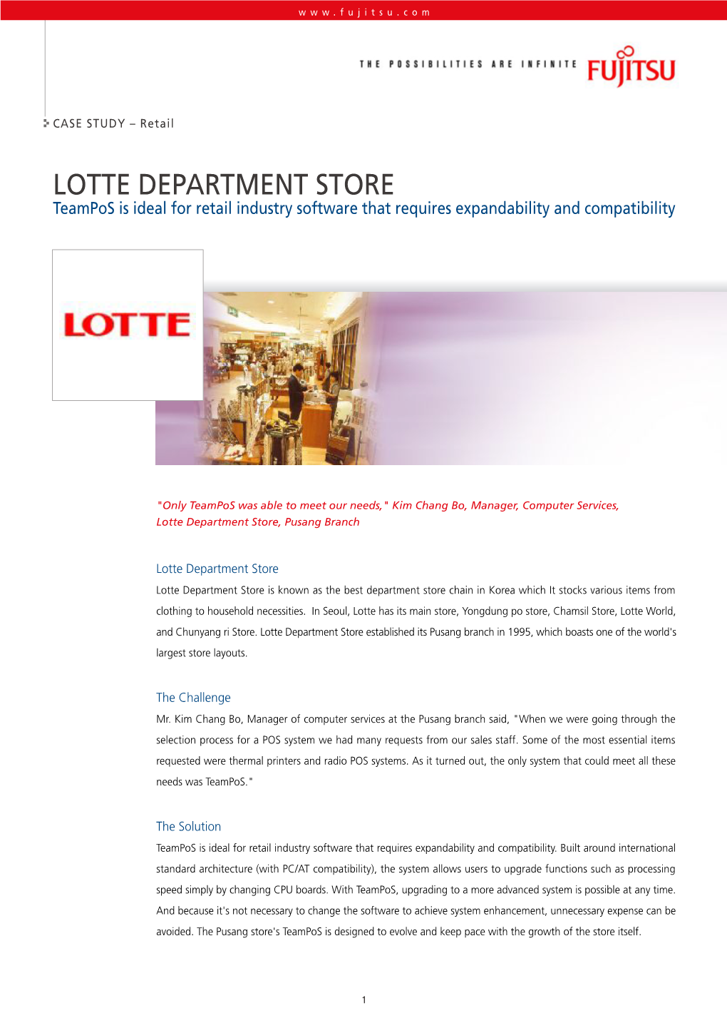 LOTTE DEPARTMENT STORE Teampos Is Ideal for Retail Industry Software That Requires Expandability and Compatibility