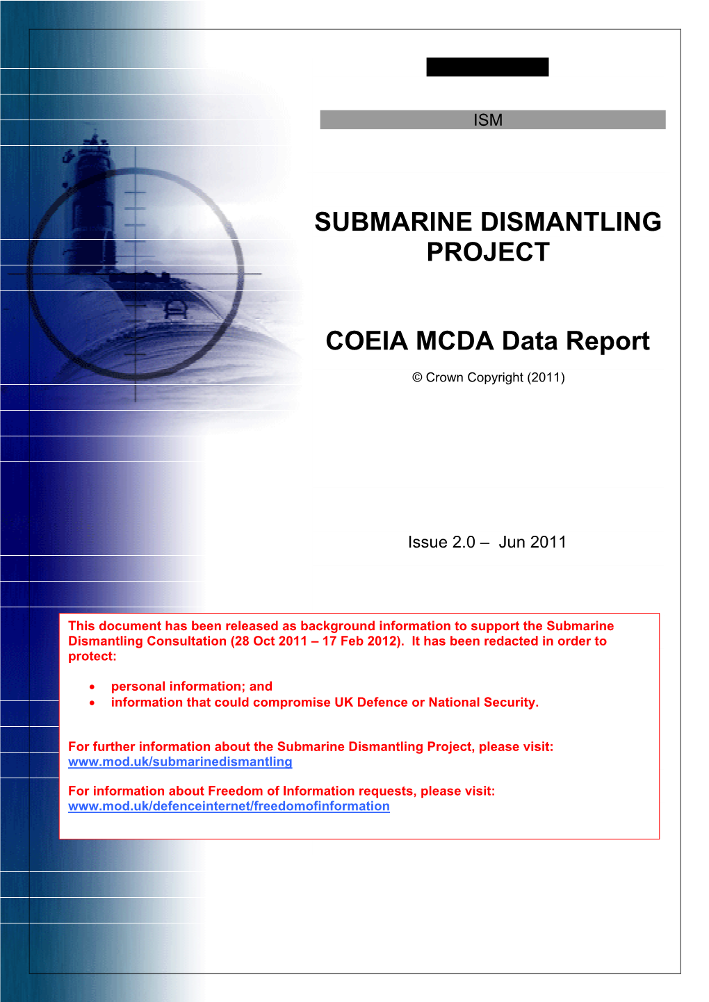 SUBMARINE DISMANTLING PROJECT COEIA MCDA Data Report