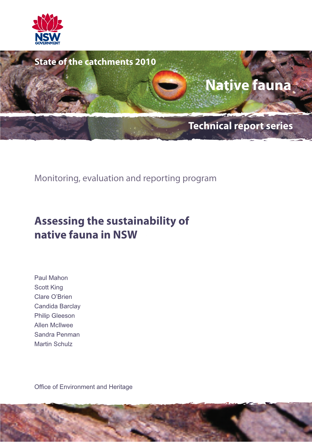 Assessing the Sustainability of Native Fauna in NSW State of the Catchments 2010