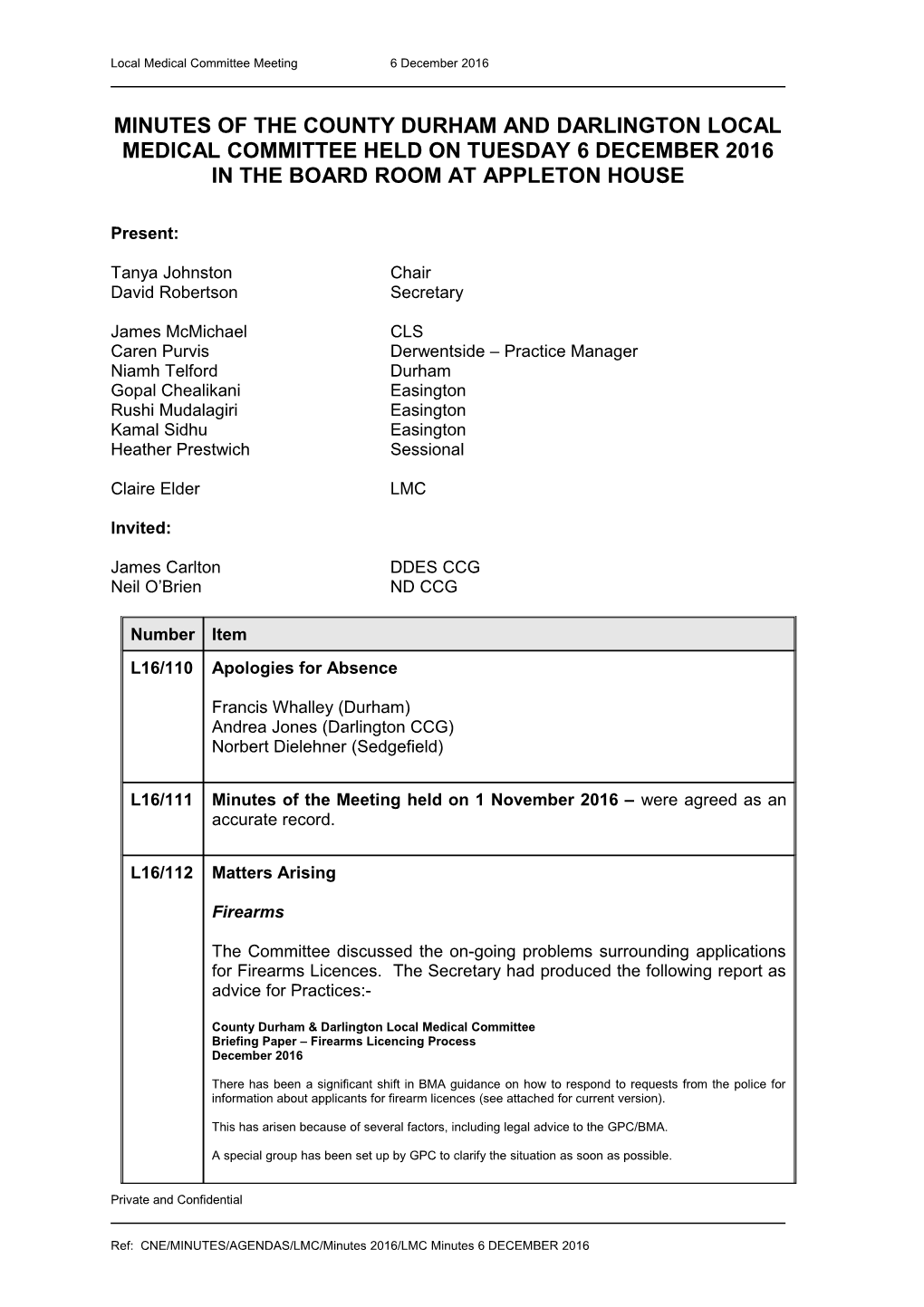 Local Medical Committee Meeting6 December 2016