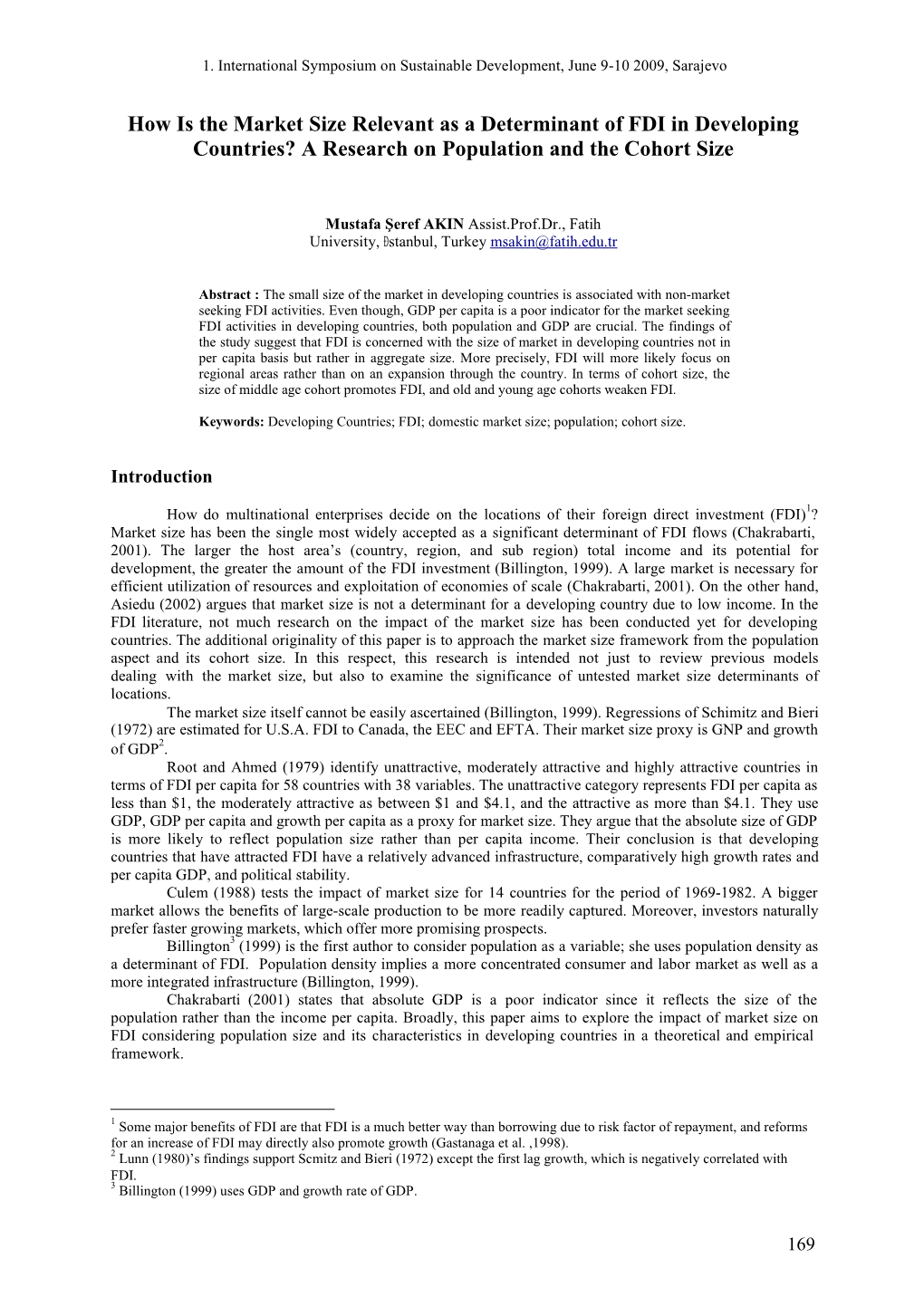 Countries? a Research on Population and the Cohort Size