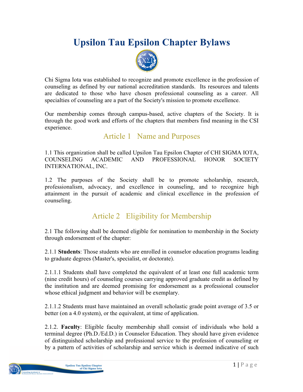 Upsilon Tau Epsilon Chapter Bylaws