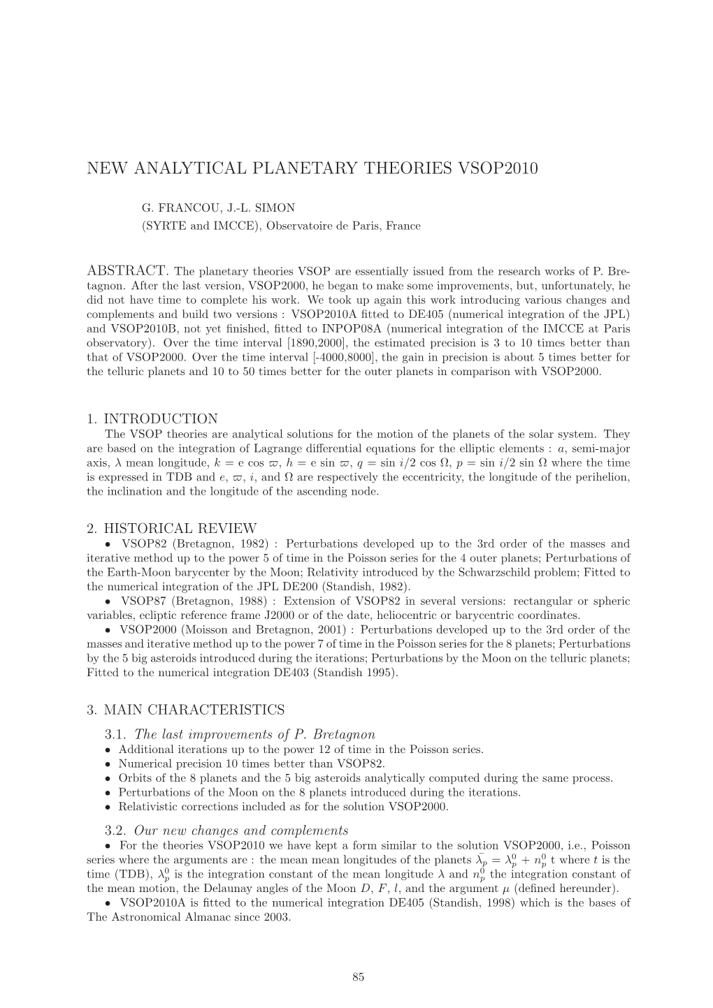 New Analytical Planetary Theories Vsop2010