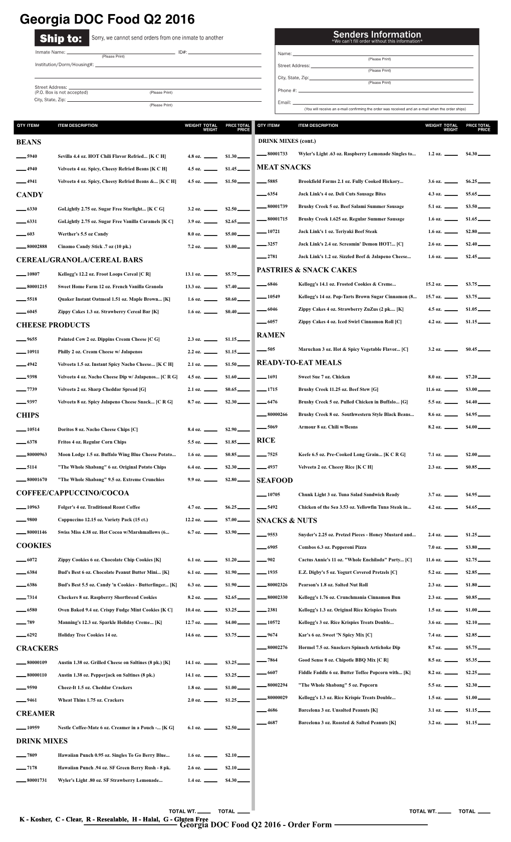 Georgia DOC Food Q2 2016