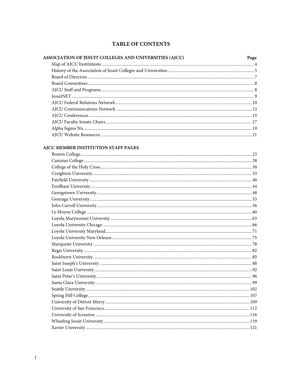 Table of Contents