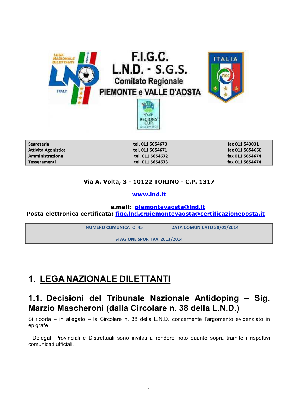 1. Leganazionale Dilettanti