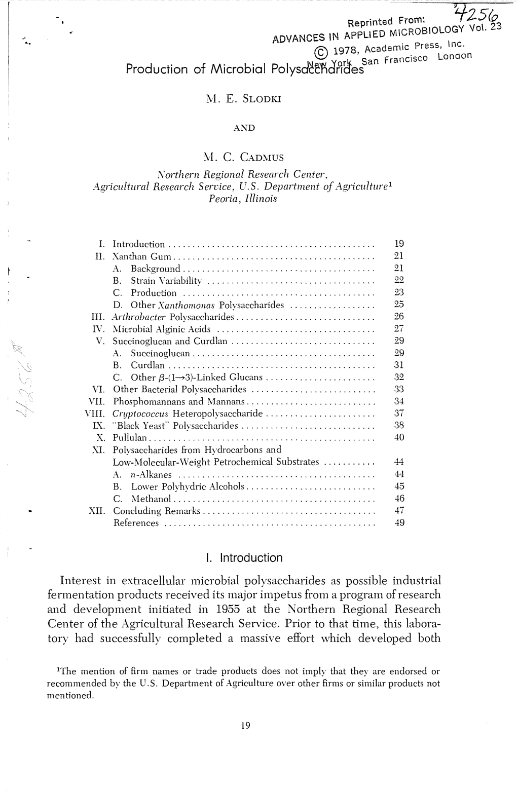 M. C. Cam,IUS Northern Regional Research Center, Agricllltural Research Service, U.S