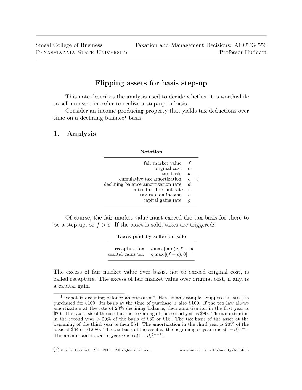 Flipping Assets for Basis Step-Up 1. Analysis