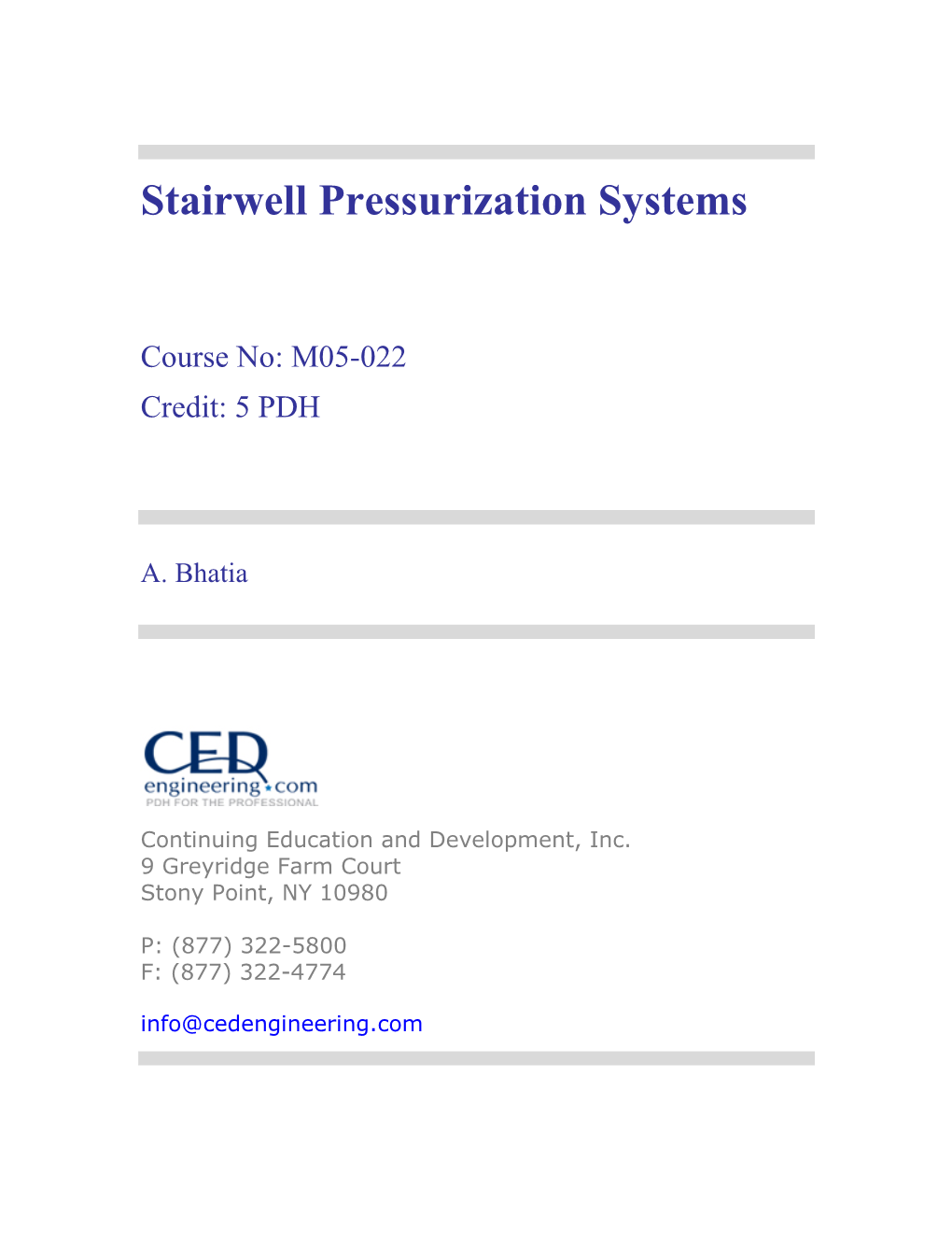 Stairwell Pressurization Systems