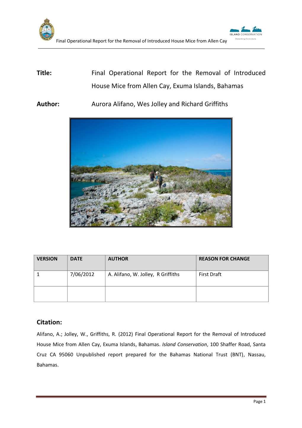 Allen Cay Post Eradication Operations Report