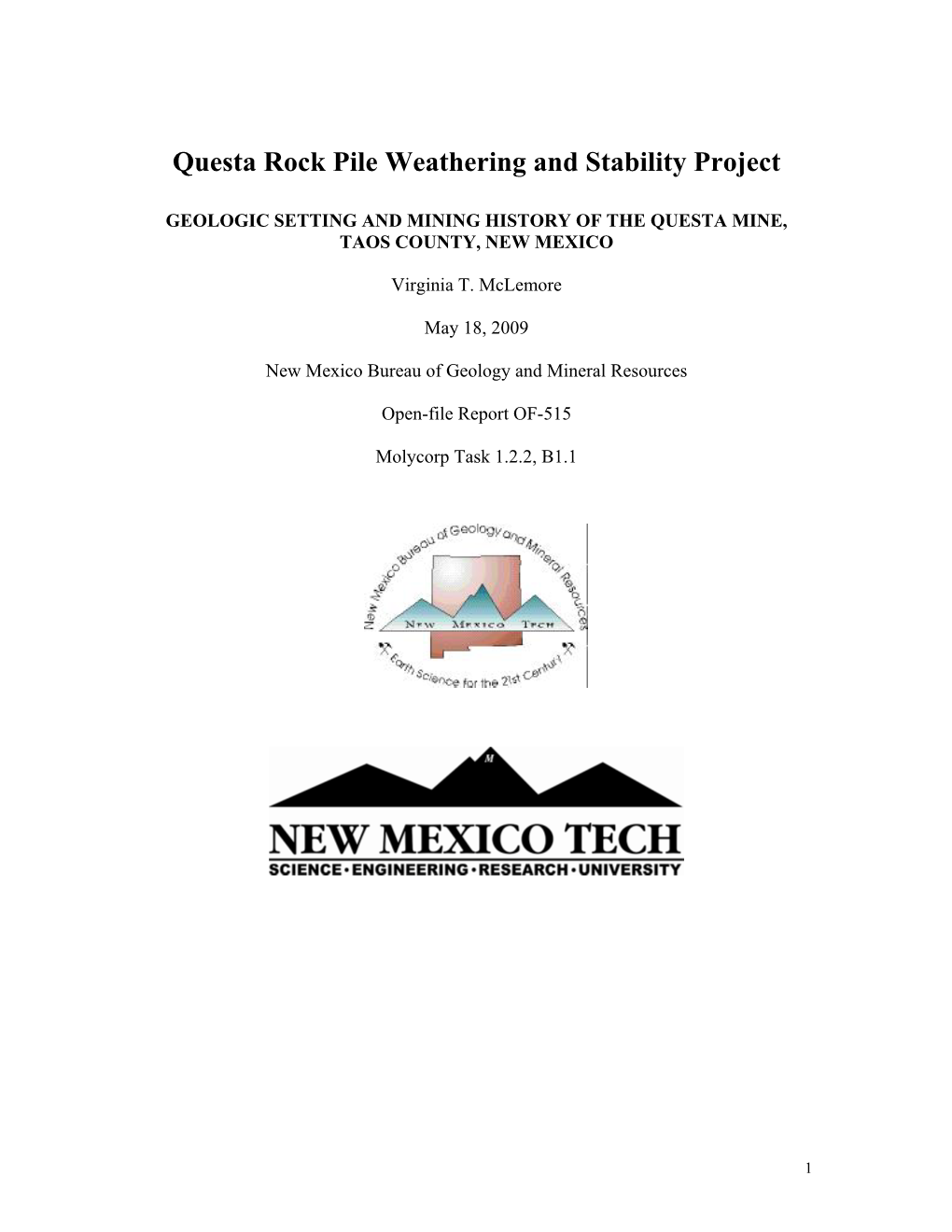 Questa Rock Pile Weathering and Stability Project