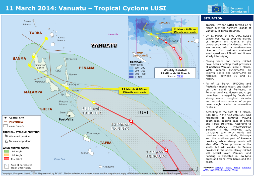 11 March 2014: Vanuatu – Tropical Cyclone LUSI