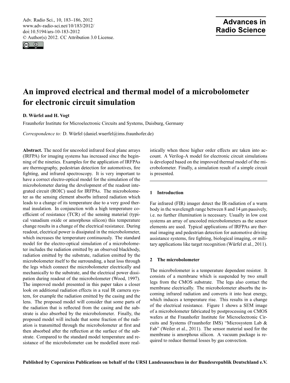 An Improved Electrical and Thermal Model of a Microbolometer for Electronic Circuit Simulation