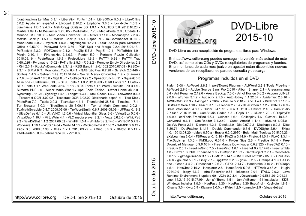 DVD-Libre 2015-10 DVD-Libre Libreoffice 5.0.2 - Libreoffice Libreoffice - 5.0.2 Libreoffice Octubre De 2015 De Octubre