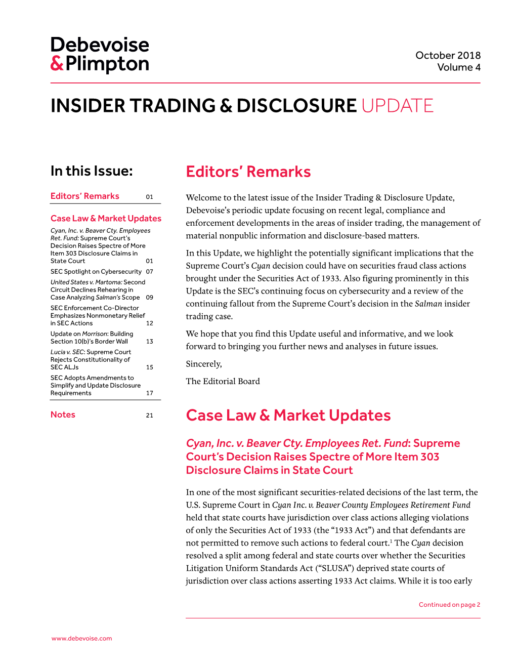 Insider Trading & Disclosureupdate