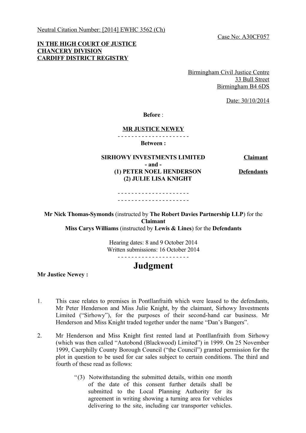 High Court Judgment Template s20