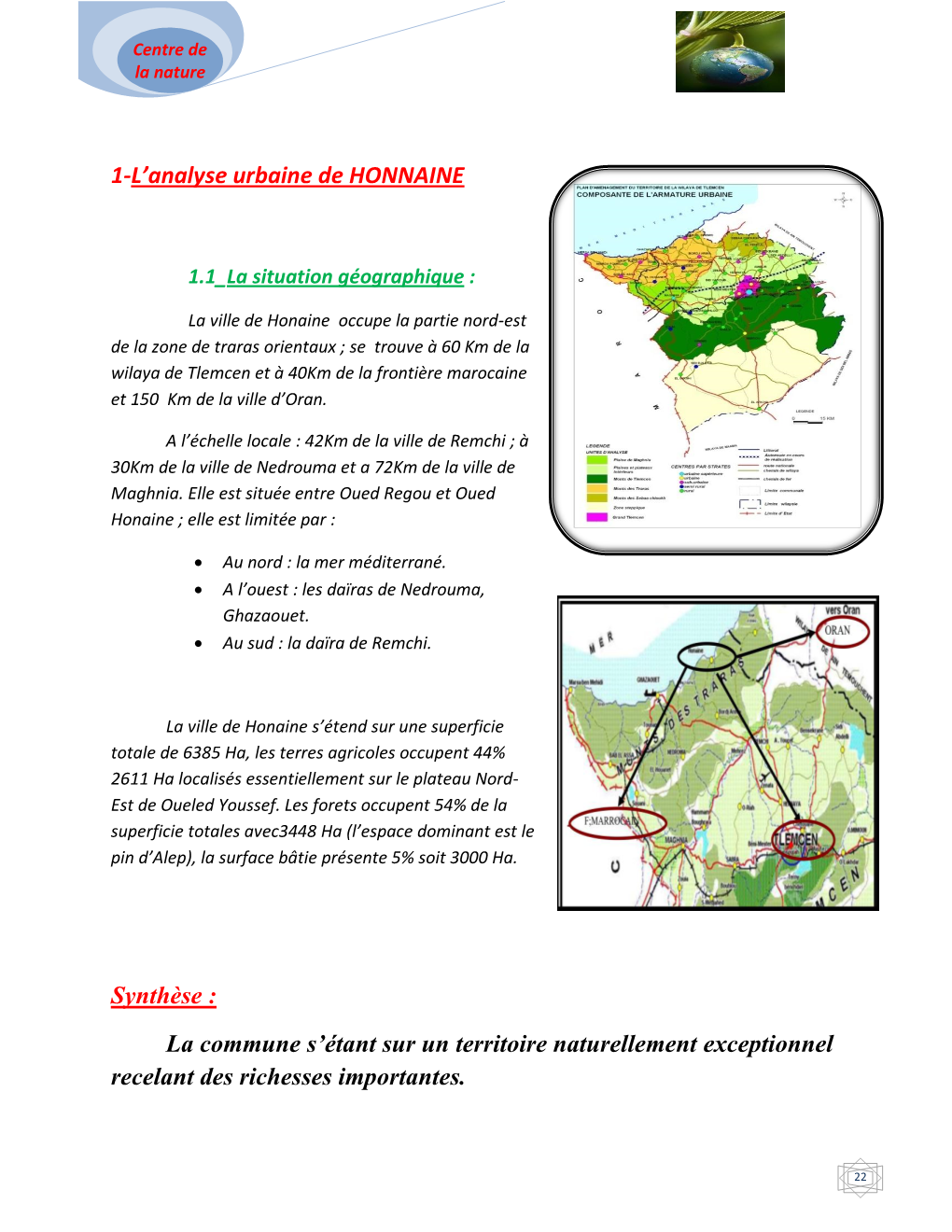 1-L'analyse Urbaine De HONNAINE Synthèse : La Commune S'étant Sur