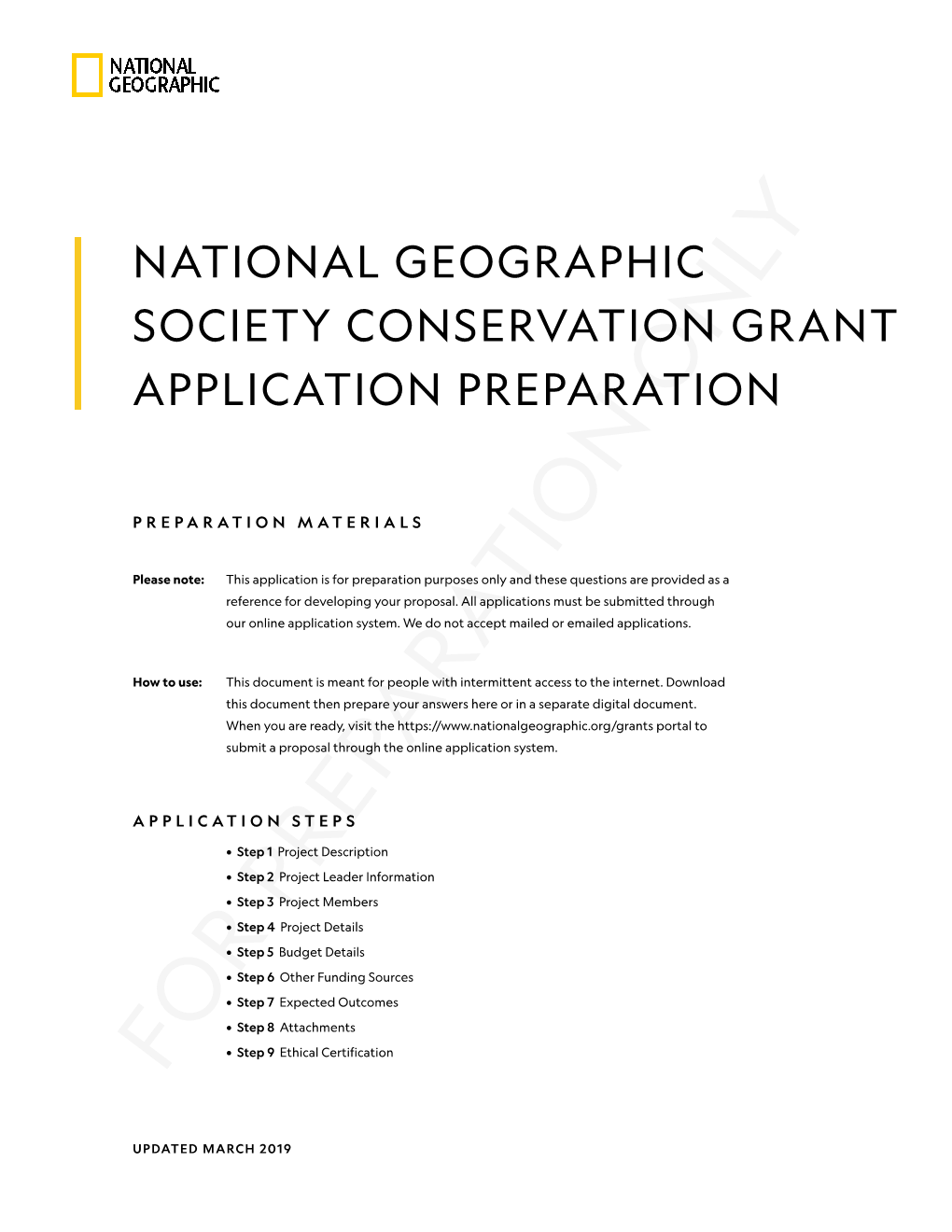 Application Preparation Society Conservation Grant National Geographic