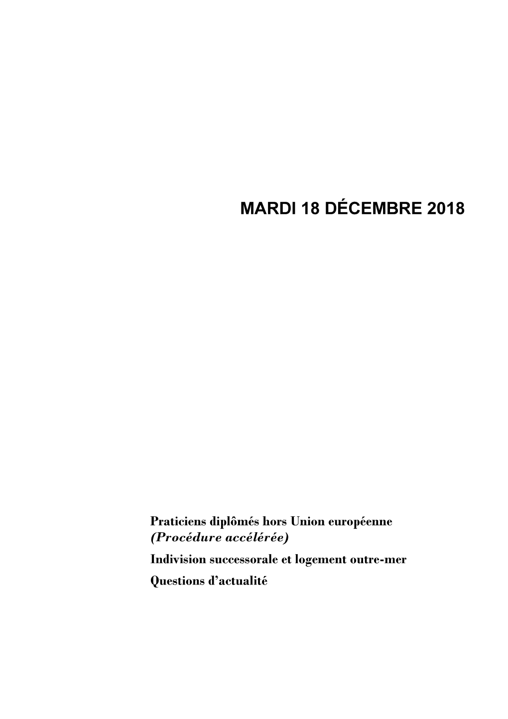 Mardi 18 Décembre 2018