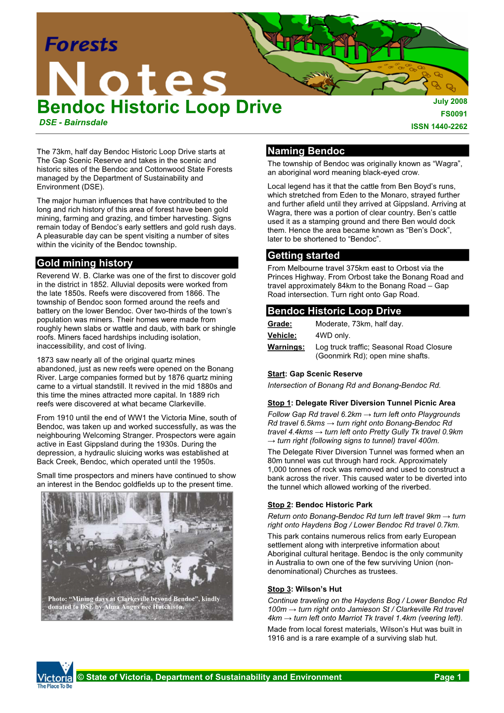 Bendoc Historic Loop Drive FS0091 DSE - Bairnsdale ISSN 1440-2262