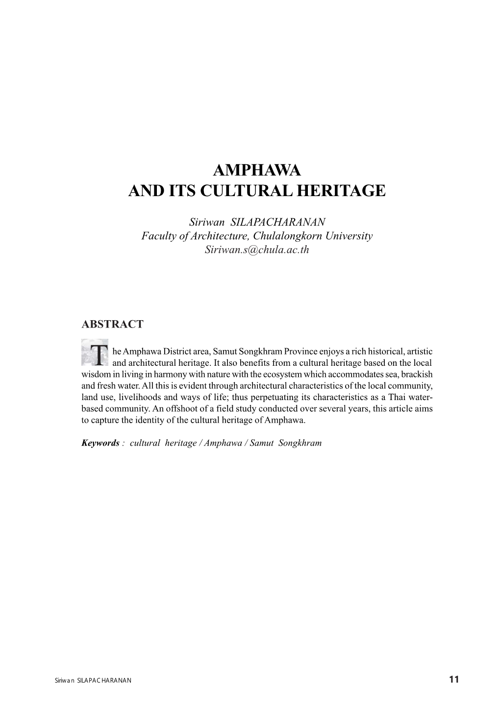 Amphawa and Its Cultural Heritage