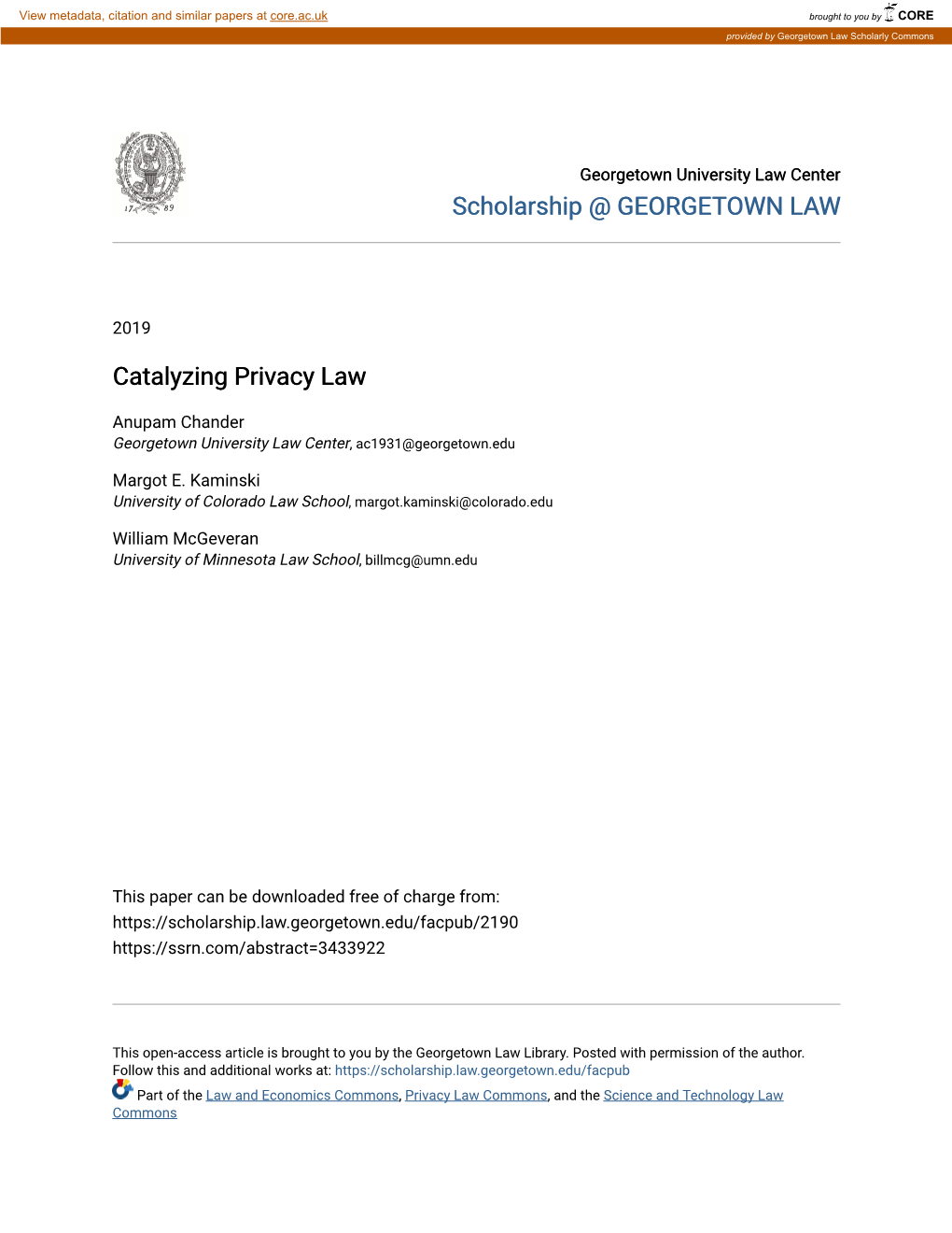 Catalyzing Privacy Law